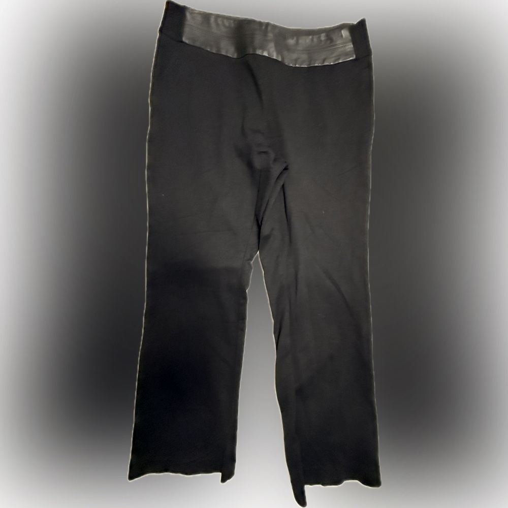 Black Pants with Faux Leather Waistband